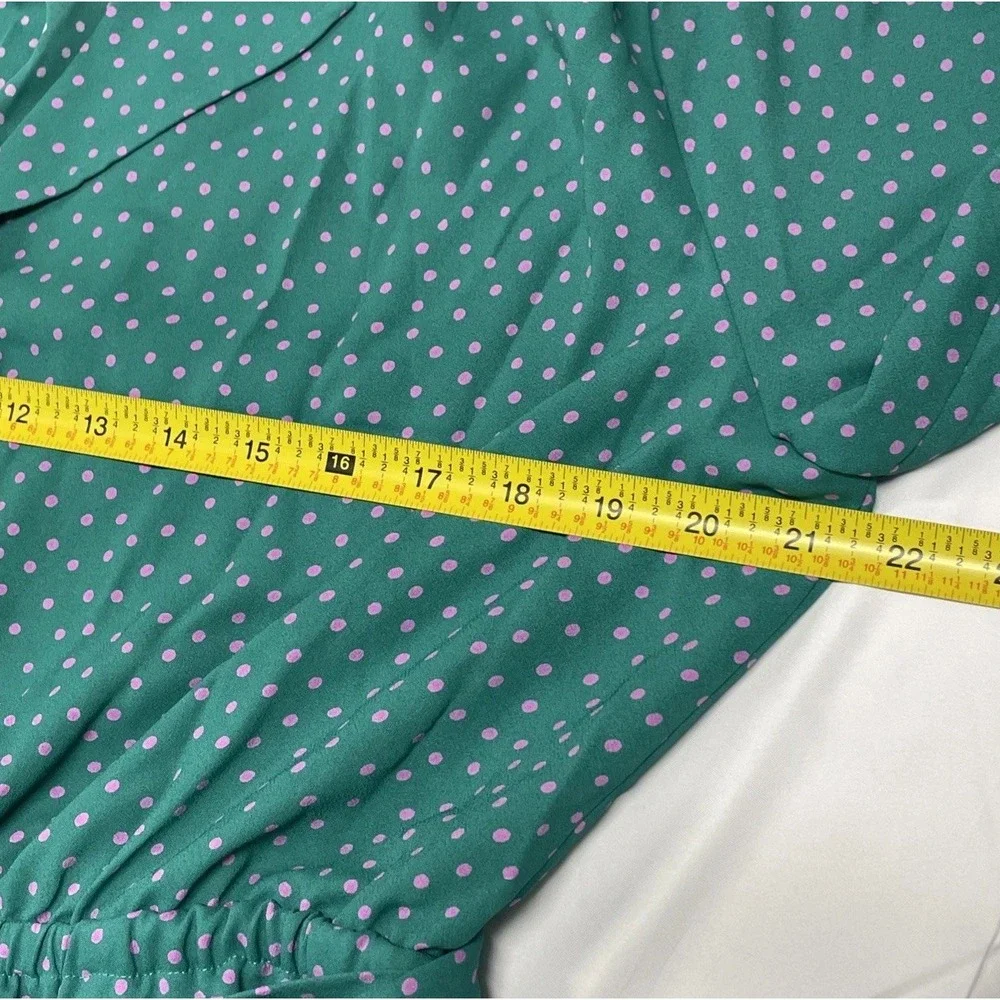 Kate Spade Green Pink Polka Dot Belted Jumpsuit Women's Size 14 NEW‎ Defaced